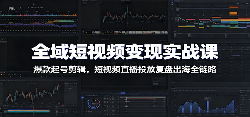 全域短视频变现实战课：爆款起号剪辑，短视频直播投放复盘出海全链路武野创库-网创项目资源站-副业项目-创业项目-搞钱项目野创库