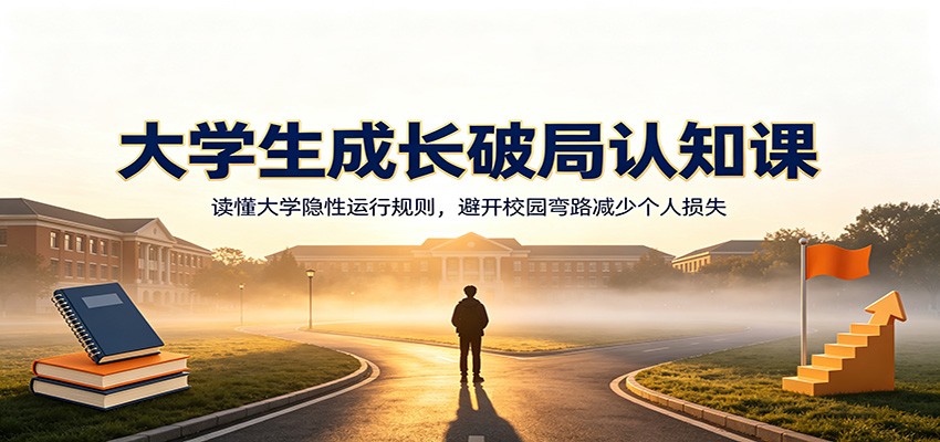 大学生成长破局认知课：读懂大学隐性运行规则，避开校园弯路减少个人损失武野创库-网创项目资源站-副业项目-创业项目-搞钱项目野创库