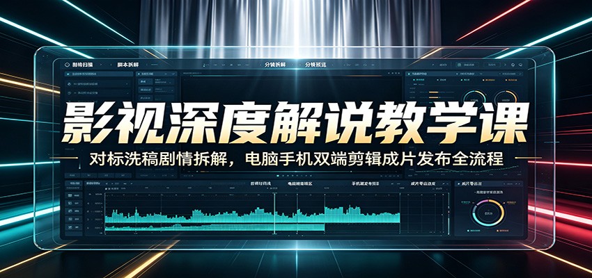 影视深度解说教学课：对标洗稿剧情拆解，电脑手机双端剪辑成片发布全流程武野创库-网创项目资源站-副业项目-创业项目-搞钱项目野创库