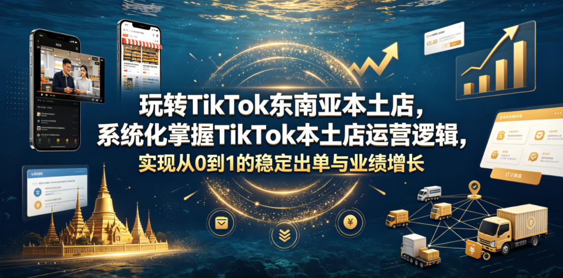 玩转TikTok东南亚本土店，系统化掌握TikTok本土店运营逻辑，实现从0到1的稳定出单与业绩增长武野创库-网创项目资源站-副业项目-创业项目-搞钱项目野创库