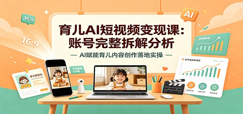 育儿AI短视频变现课：账号完整拆解分析，AI赋能育儿内容创作落地实操武野创库-网创项目资源站-副业项目-创业项目-搞钱项目野创库