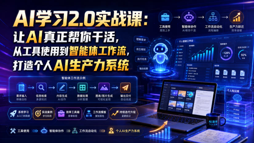 AI学习2.0实战课：让AI真正帮你干活，从工具使用到智能体工作流，打造个人AI生产力系统武野创库-网创项目资源站-副业项目-创业项目-搞钱项目野创库