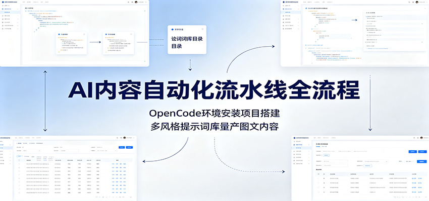 AI内容自动化流水线全流程：OpenCode环境安装项目搭建，多风格提示词库量产图文内容武野创库-网创项目资源站-副业项目-创业项目-搞钱项目野创库