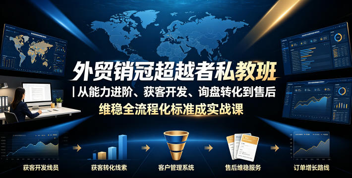 外贸销冠超越者私教班｜从能力进阶、获客开发、询盘转化到售后维稳全流程标准化成交实战课武野创库-网创项目资源站-副业项目-创业项目-搞钱项目野创库
