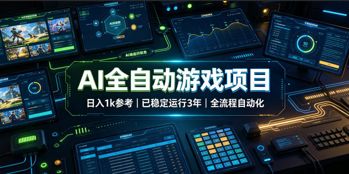AI全自动游戏项目，日入1k，已稳定运行3年躺賺，全流程自动化！【揭秘】武野创库-网创项目资源站-副业项目-创业项目-搞钱项目野创库