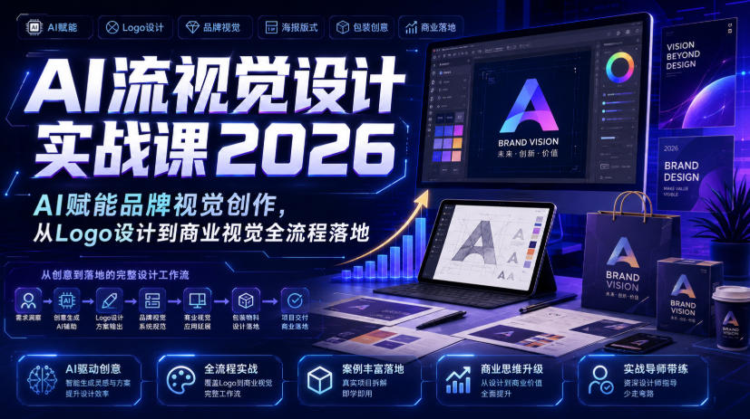 AI流视觉设计实战课2026：AI赋能品牌视觉创作，从Logo设计到商业视觉全流程落地武野创库-网创项目资源站-副业项目-创业项目-搞钱项目野创库