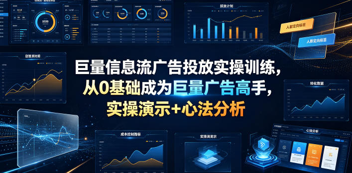 巨量信息流广告投放实操训练，从0基础成为巨量广告高手，实操演示+心法分析武野创库-网创项目资源站-副业项目-创业项目-搞钱项目野创库