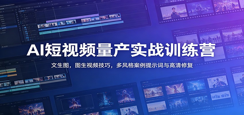 AI短视频量产实战训练营：文生图，图生视频技巧，多风格案例提示词与高清修复武野创库-网创项目资源站-副业项目-创业项目-搞钱项目野创库