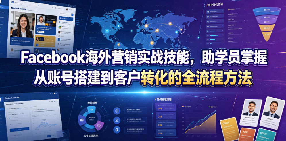 Facebook海外营销实战技能，助学员掌握从账号搭建到客户转化的全流程方法武野创库-网创项目资源站-副业项目-创业项目-搞钱项目野创库