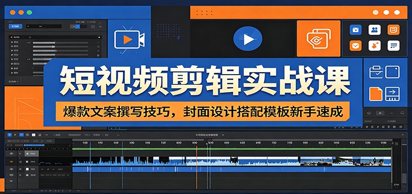 短视频剪辑实战课：爆款文案撰写技巧，封面设计搭配模板新手速成武野创库-网创项目资源站-副业项目-创业项目-搞钱项目野创库