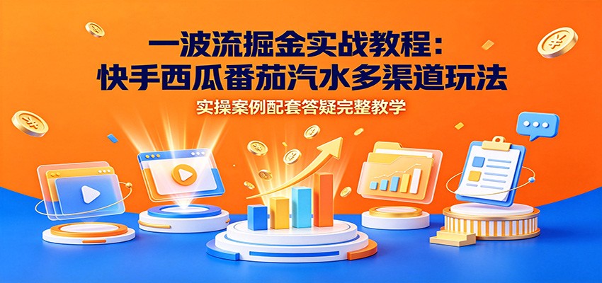 一波流掘金实战教程：快手西瓜番茄汽水多渠道玩法，实操案例配套答疑完整教学武野创库-网创项目资源站-副业项目-创业项目-搞钱项目野创库