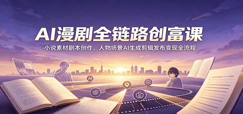 AI漫剧全链路创富课：小说素材剧本创作，人物场景AI生成剪辑发布变现全流程武野创库-网创项目资源站-副业项目-创业项目-搞钱项目野创库