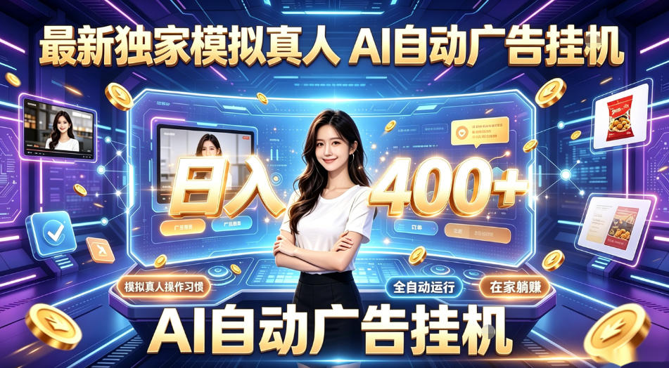 最新独家模拟真人，AI自动挂号挂G，日入400+，全程全自动运行，无需人工【揭秘】武野创库-网创项目资源站-副业项目-创业项目-搞钱项目野创库