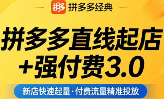 拼多多直线起店+强付费3.0，教你稳定起店、高效控投产、破解流量瓶颈（更新6月）武野创库-网创项目资源站-副业项目-创业项目-搞钱项目野创库