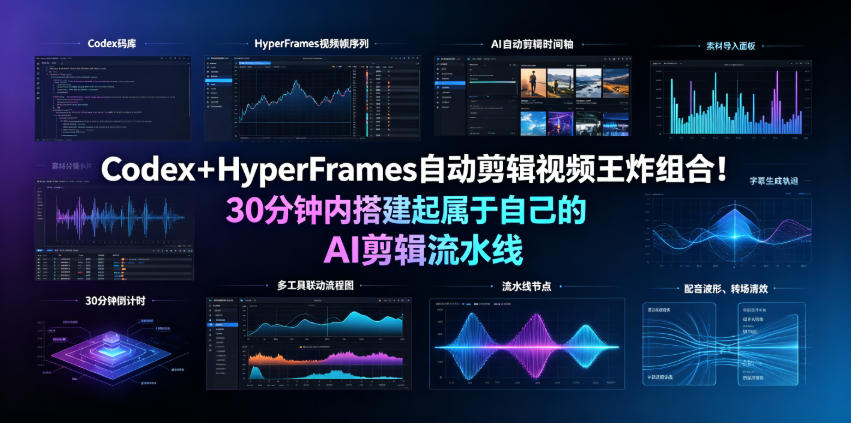 Codex＋HyperFrames自动剪辑视频王炸组合！30分钟内搭建起属于自己的AI剪辑流水线（完整版实操教程手册）武野创库-网创项目资源站-副业项目-创业项目-搞钱项目野创库