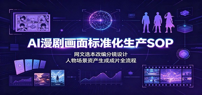 AI漫剧画面标准化生产SOP：网文选本改编分镜设计，人物场景资产生成成片全流程武野创库-网创项目资源站-副业项目-创业项目-搞钱项目野创库