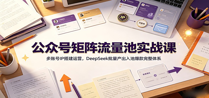 公众号矩阵流量池实战课：多账号IP搭建运营，DeepSeek批量产出入池爆款完整体系武野创库-网创项目资源站-副业项目-创业项目-搞钱项目野创库