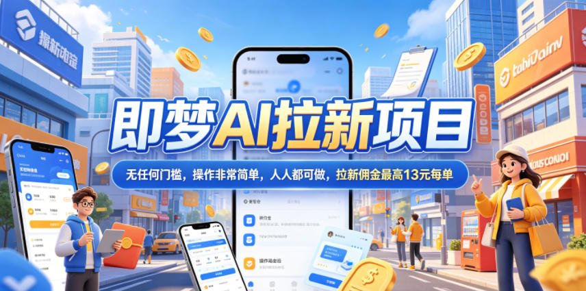 2026年即梦AI拉新项目最新玩法，无任何门槛，操作非常简单，人人都可做，拉新佣金最高13米每单（更新6月24日）武野创库-网创项目资源站-副业项目-创业项目-搞钱项目野创库