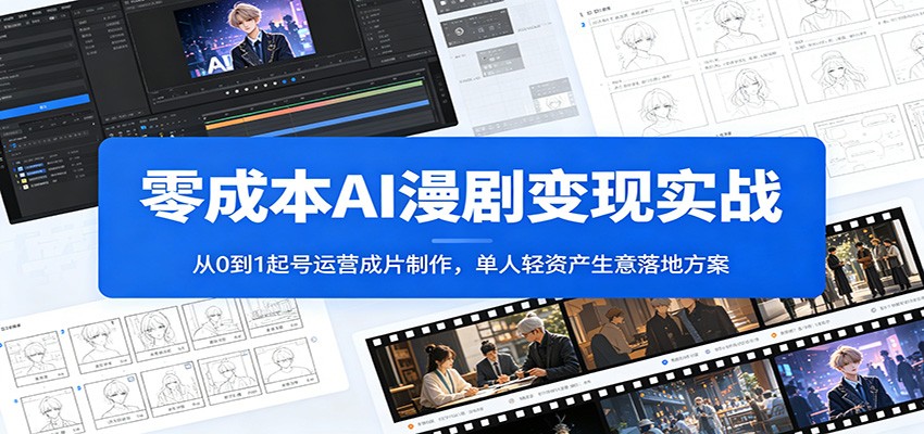 零成本AI漫剧变现实战：从0到1起号运营成片制作，单人轻资产生意落地方案武野创库-网创项目资源站-副业项目-创业项目-搞钱项目野创库