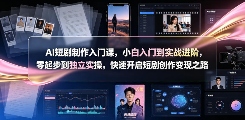 AI短剧制作入门课，小白入门到实战进阶，零起步到独立实操，快速开启短剧创作变现之路武野创库-网创项目资源站-副业项目-创业项目-搞钱项目野创库