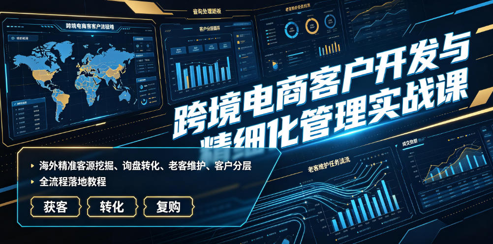 跨境电商客户开发与精细化管理实战课｜海外精准客源挖掘、询盘转化、老客维护、客户分层全流程落地教程武野创库-网创项目资源站-副业项目-创业项目-搞钱项目野创库