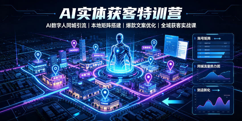 AI实体获客特训营｜AI数字人同城引流、本地矩阵搭建、爆款文案优化全域获客实战课武野创库-网创项目资源站-副业项目-创业项目-搞钱项目野创库