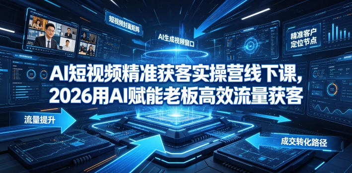 AI短视频精准获客实操营6月10-14号线下课，2026用AI赋能老板高效流量获客武野创库-网创项目资源站-副业项目-创业项目-搞钱项目野创库
