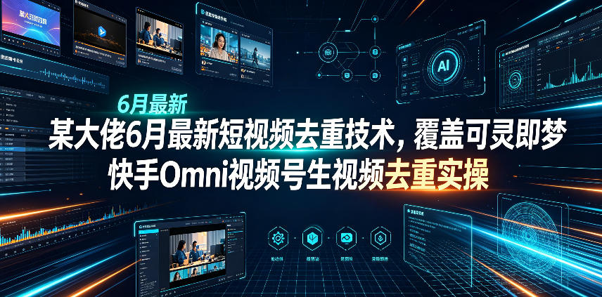 某大佬6月最新短视频去重技术，覆盖可灵即梦快手Omni视频号生视频去重实操武野创库-网创项目资源站-副业项目-创业项目-搞钱项目野创库