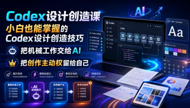 Codex设计创造课，小白也能掌握的Codex设计创造技巧，把机械工作交给AI，把创作主动权留给自己武野创库-网创项目资源站-副业项目-创业项目-搞钱项目野创库