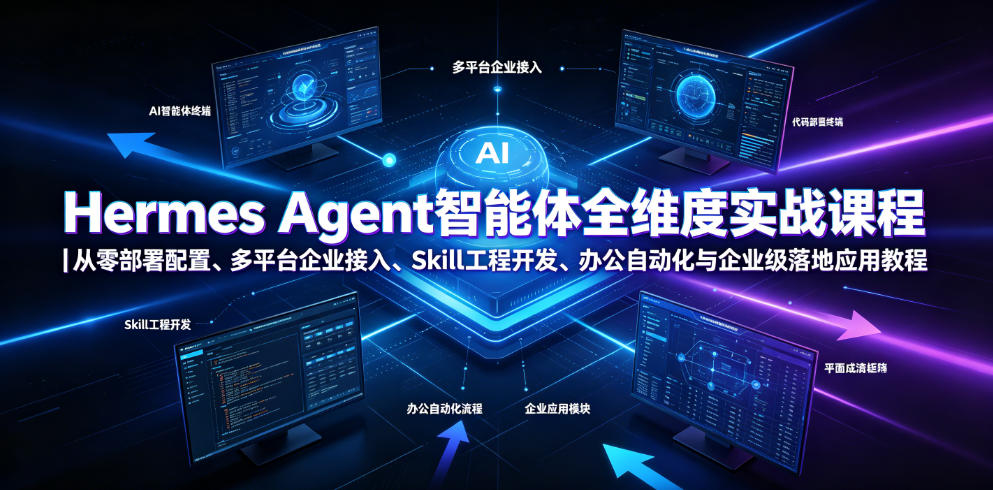 Hermes Agent智能体全维度实战课程｜从零部署配置、多平台企业接入、Skill工程开发、办公自动化与企业级落地应用教程武野创库-网创项目资源站-副业项目-创业项目-搞钱项目野创库