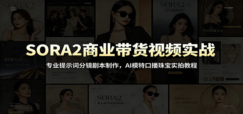 SORA2商业带货视频实战：专业提示词分镜剧本制作，AI模特口播珠宝实拍教程武野创库-网创项目资源站-副业项目-创业项目-搞钱项目野创库