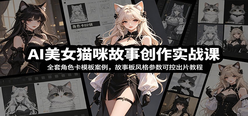 AI美女猫咪故事创作实战课：全套角色卡模板案例，故事板风格参数可控出片教程武野创库-网创项目资源站-副业项目-创业项目-搞钱项目野创库