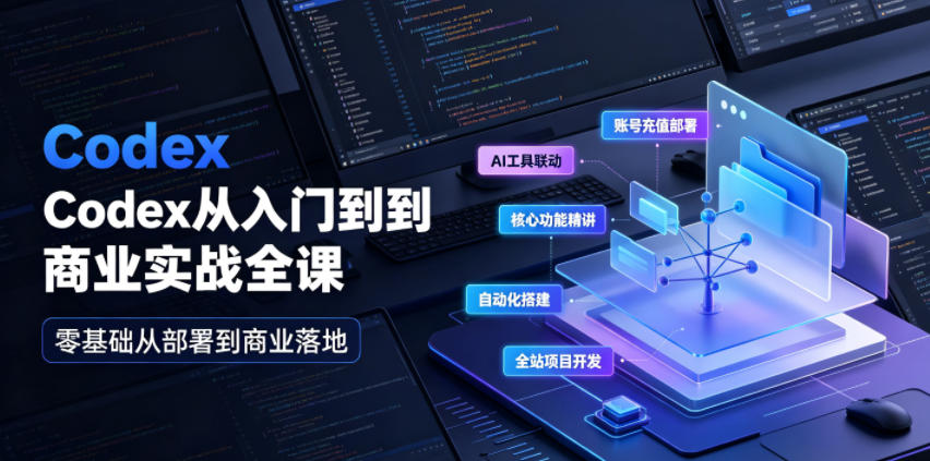 Codex从入门到商业实战全课｜账号充值部署、AI工具联动、核心功能精讲、自动化搭建、全站项目开发零基础教程武野创库-网创项目资源站-副业项目-创业项目-搞钱项目野创库