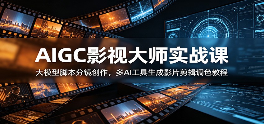 AIGC影视大师实战课：大模型脚本分镜创作，多AI工具生成影片剪辑调色教程武野创库-网创项目资源站-副业项目-创业项目-搞钱项目野创库
