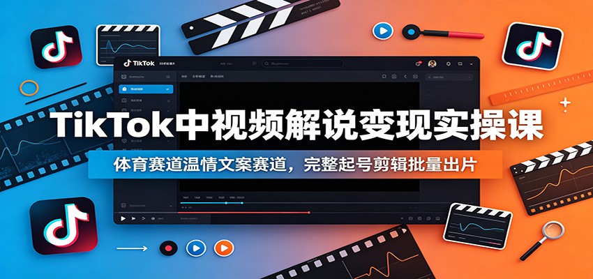 TikTok中视频解说变现实操课：体育赛道温情文案赛道，完整起号剪辑批量出片武野创库-网创项目资源站-副业项目-创业项目-搞钱项目野创库