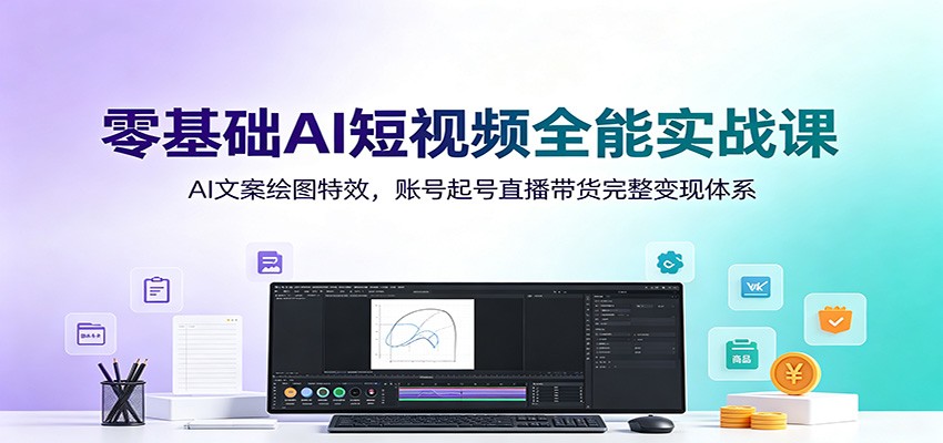 零基础AI短视频全能实战课：AI文案绘图特效，账号起号直播带货完整变现体系武野创库-网创项目资源站-副业项目-创业项目-搞钱项目野创库