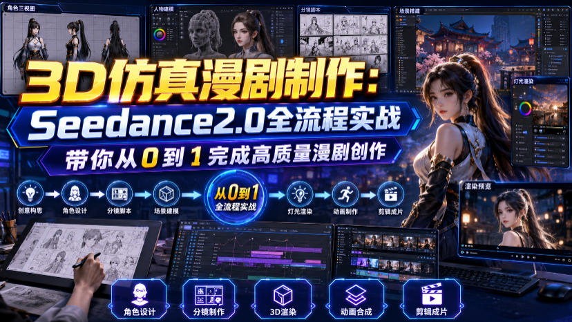 3D仿真漫剧制作：Seedance2.0全流程实战，带你从0到1完成高质量漫剧创作武野创库-网创项目资源站-副业项目-创业项目-搞钱项目野创库