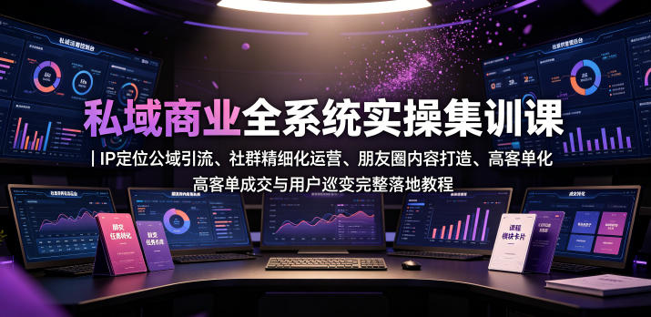 私域商业全系统实操课｜IP定位公域引流、社群精细化运营、朋友圈内容打造、高客单成交与用户裂变完整落地教程武野创库-网创项目资源站-副业项目-创业项目-搞钱项目野创库