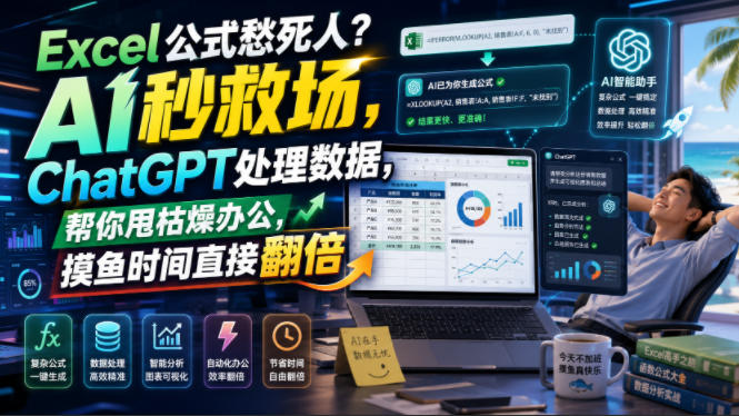Excel公式愁死人？AI秒救场，ChatGPT处理数据，帮你甩枯燥办公，摸鱼时间直接翻倍【原创双语字幕】武野创库-网创项目资源站-副业项目-创业项目-搞钱项目野创库