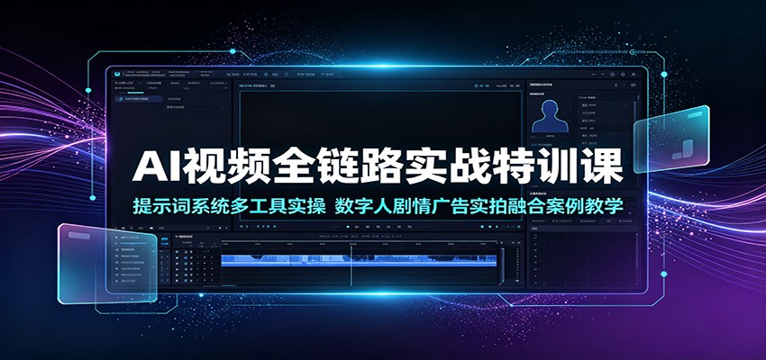 AI视频全链路实战特训课：提示词系统多工具实操，数字人剧情广告实拍融合案例教学武野创库-网创项目资源站-副业项目-创业项目-搞钱项目野创库