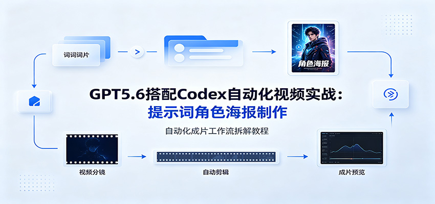 GPT5.6搭配Codex自动化视频实战：提示词角色海报制作，自动化成片工作流拆解教程武野创库-网创项目资源站-副业项目-创业项目-搞钱项目野创库