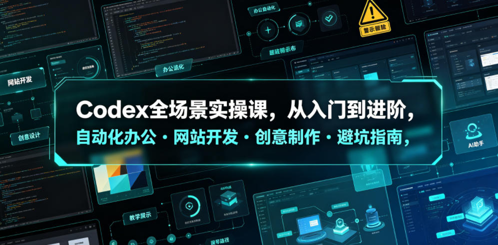 Codex全场景实操课，从入门到进阶，自动化办公・网站开发・创意制作・避坑指南，全流程教学武野创库-网创项目资源站-副业项目-创业项目-搞钱项目野创库