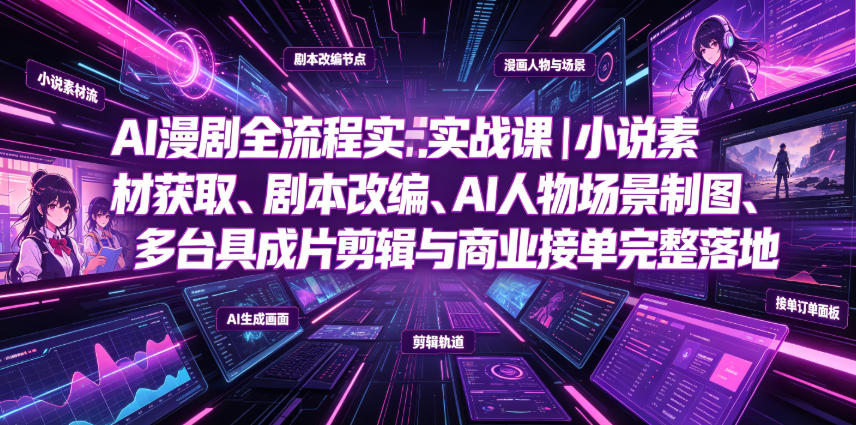 AI漫剧全流程实战课｜小说素材获取、剧本改编、AI人物场景制图、多工具成片剪辑、平台付费变现与商业接单完整落地武野创库-网创项目资源站-副业项目-创业项目-搞钱项目野创库