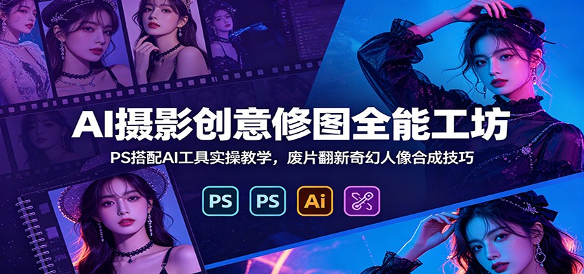 AI摄影创意修图全能工坊：PS搭配AI工具实操教学，废片翻新奇幻人像合成技巧武野创库-网创项目资源站-副业项目-创业项目-搞钱项目野创库