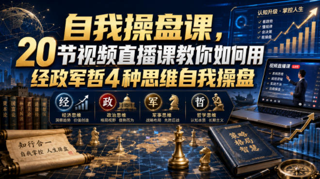 自我操盘课，20节视频直播课教你如何用经政军哲4种思维自我操盘武野创库-网创项目资源站-副业项目-创业项目-搞钱项目野创库