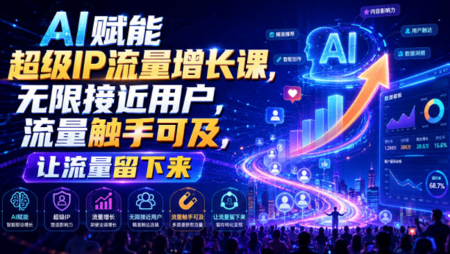 AI赋能超级IP流量增长课，无限接近用户，流量触手可及，让流量留下来武野创库-网创项目资源站-副业项目-创业项目-搞钱项目野创库
