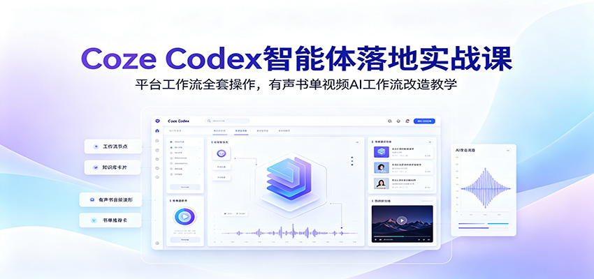 Coze Codex智能体落地实战课：平台工作流全套操作，有声书单视频AI工作流改造教学武野创库-网创项目资源站-副业项目-创业项目-搞钱项目野创库