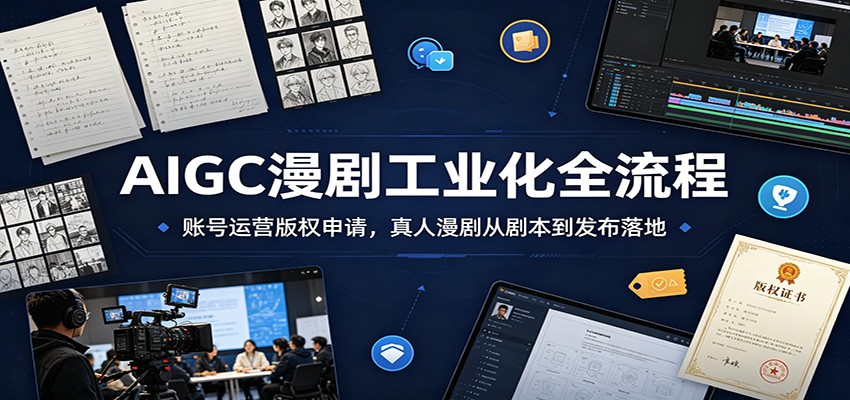 AIGC漫剧工业化全流程：账号运营版权申请，真人漫剧从剧本到发布落地武野创库-网创项目资源站-副业项目-创业项目-搞钱项目野创库