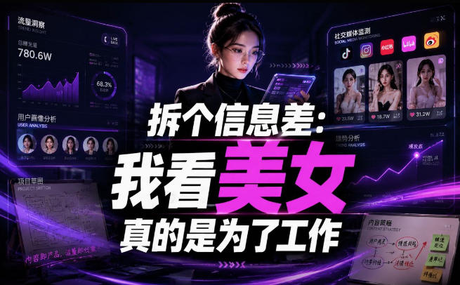 【理直气壮】我给看美女找了一个非常恰当的理由，信息差项目武野创库-网创项目资源站-副业项目-创业项目-搞钱项目野创库