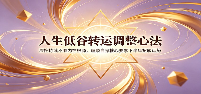 人生低谷转运调整心法：深挖持续不顺内在根源，理顺自身核心要素下半年扭转运势武野创库-网创项目资源站-副业项目-创业项目-搞钱项目野创库